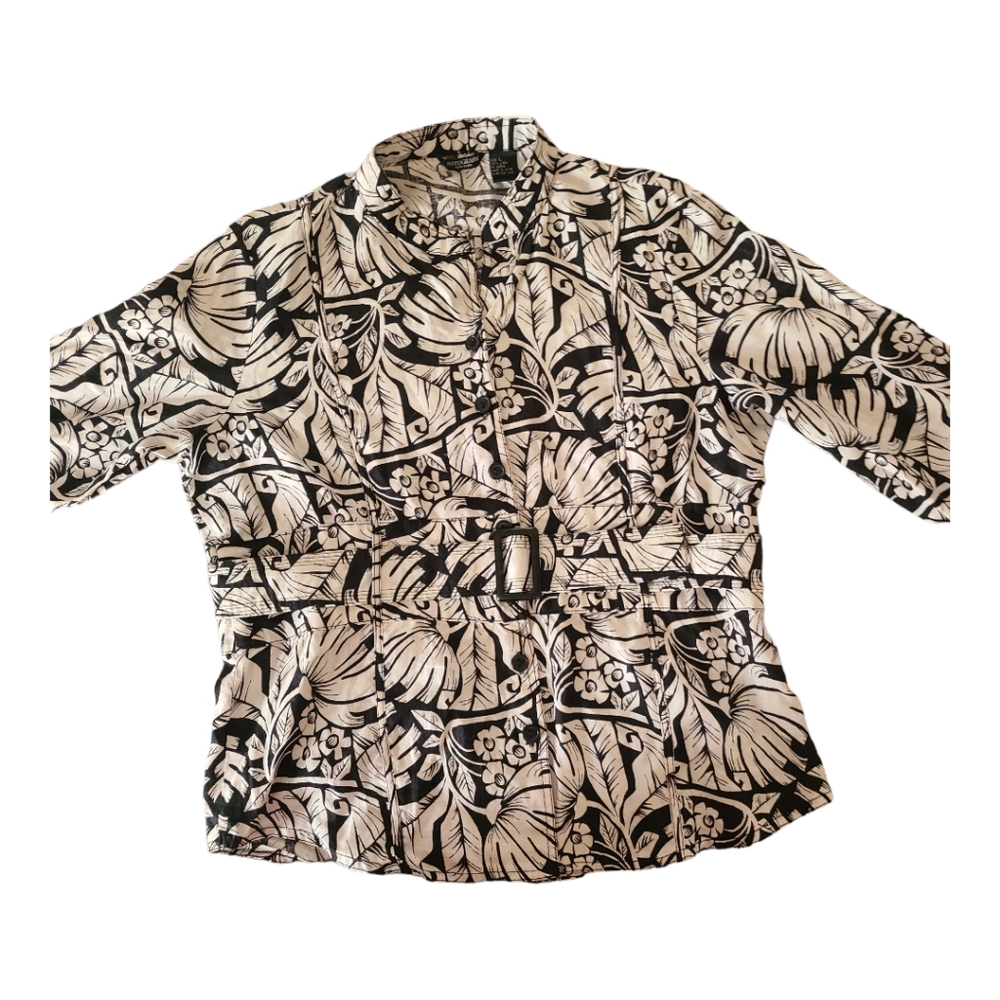 Autograph 100% Linen Button up Belted Top Women's Size Large